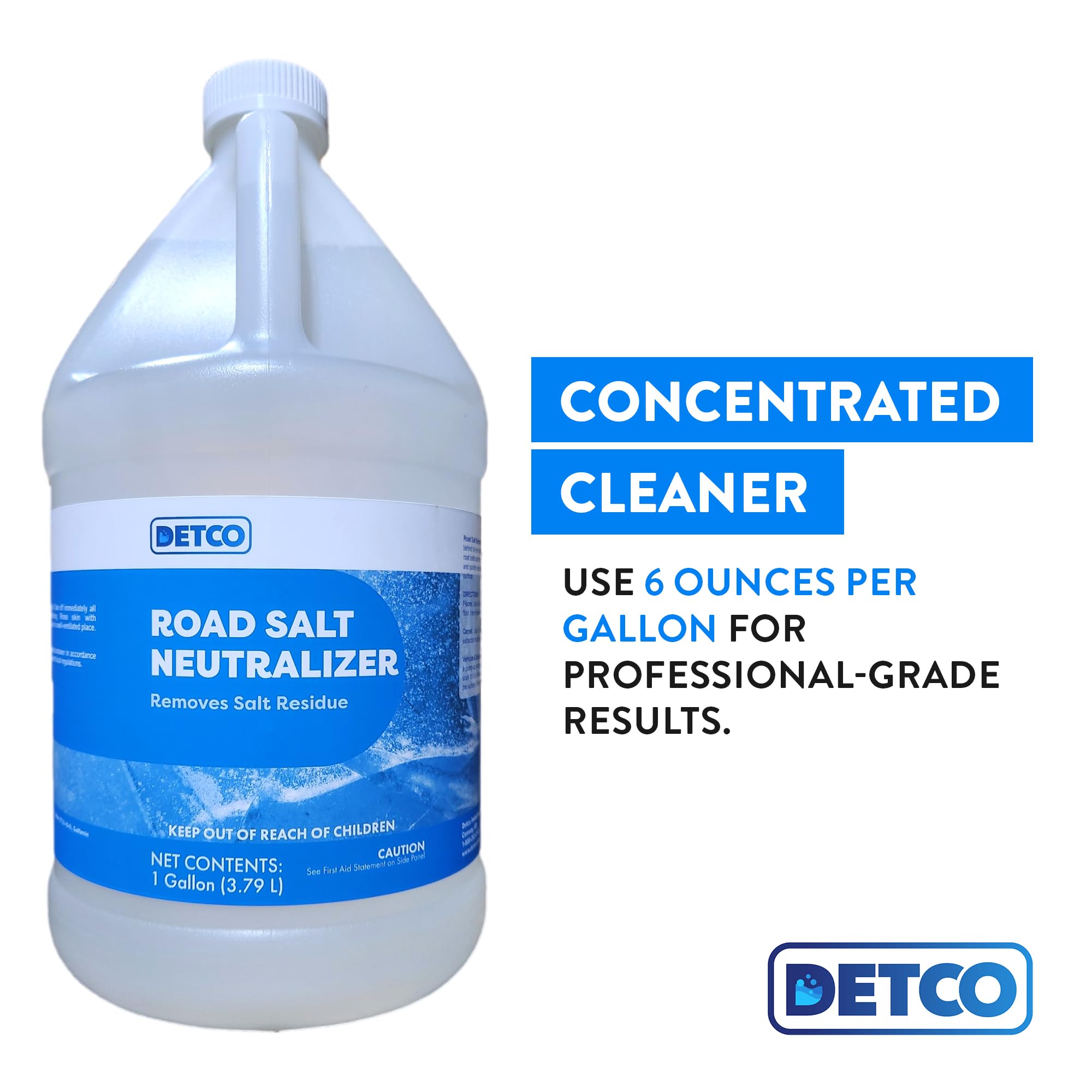 Detco Road Salt Neutralizer exterior cleaning for vehicles to prevent salt damage.