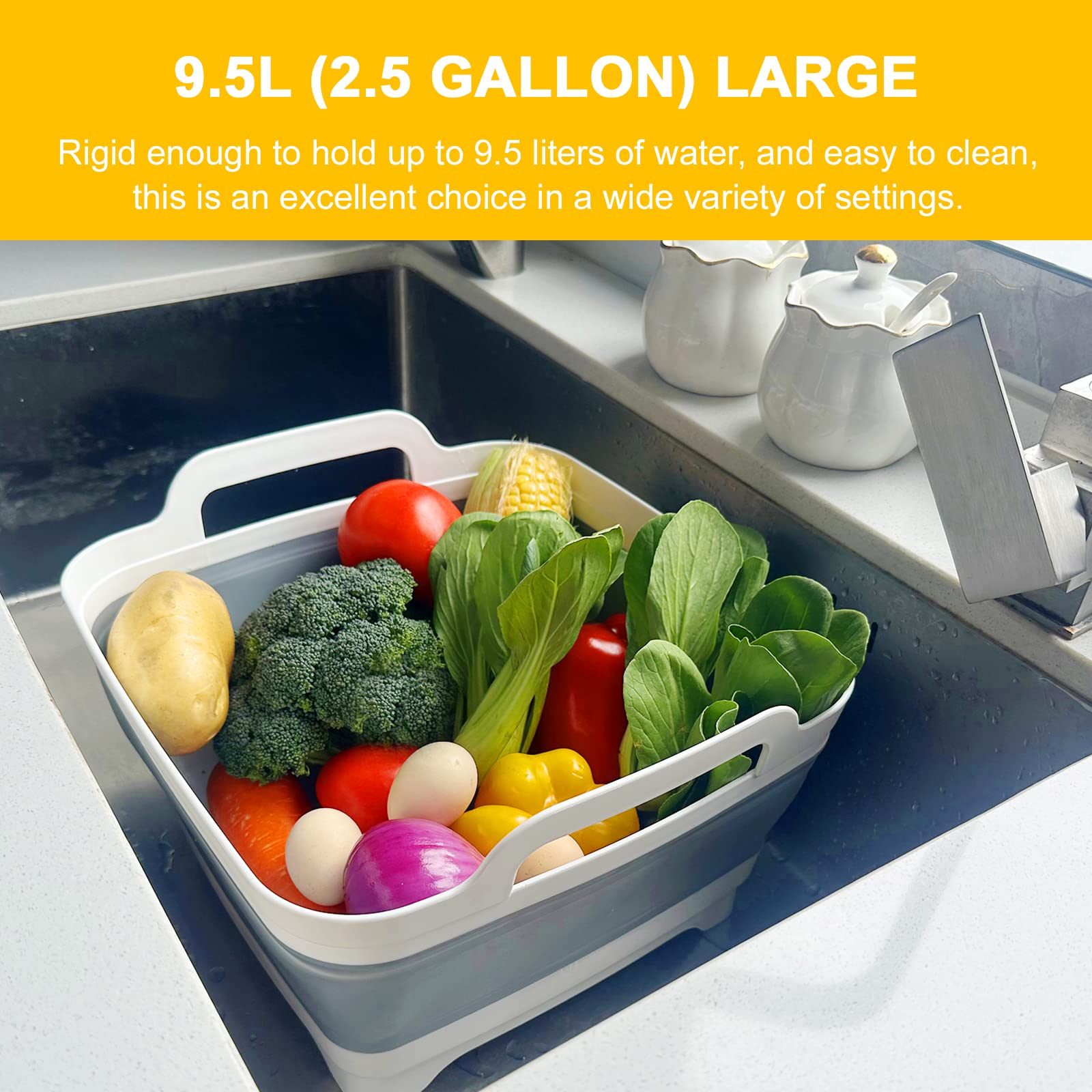 Detsuk collapsible basin used outdoors for RV camping setup.