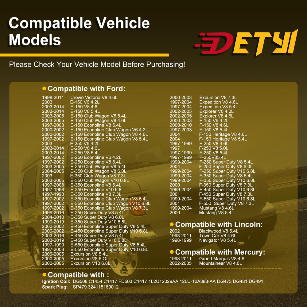 DETYI engine bay with full tune-up kit suitable for Ford V8 powertrains.