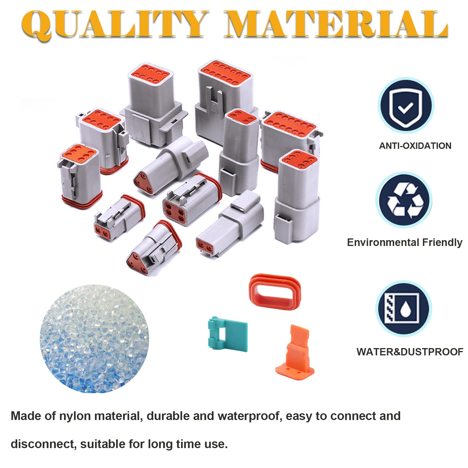 Deutusacc Deutsch DT Grey 6-pin connectors exposed terminals for easy inspection.