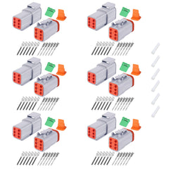 Deutusacc Deutsch DT Grey 6-pin connectors pack front view for versatile wiring projects.