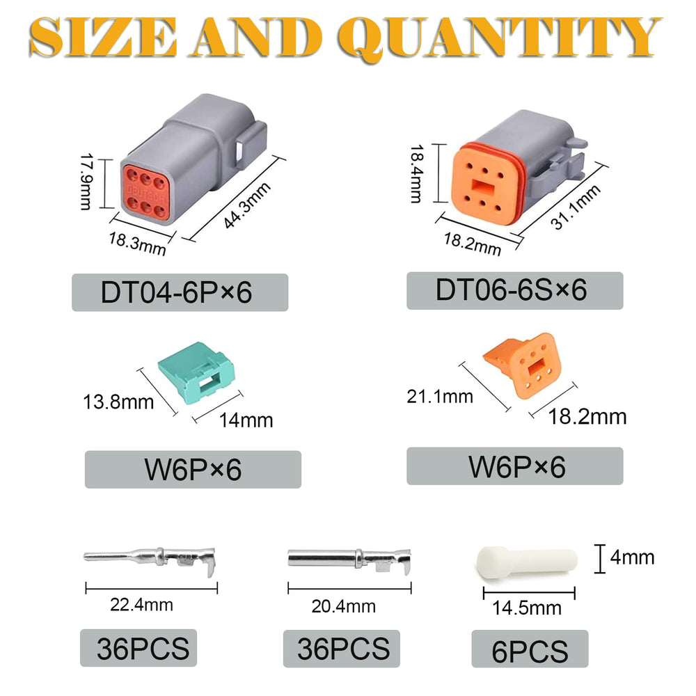 Deutusacc Deutsch DT Grey 6-pin connectors pack side view highlighting durable nylon housing.