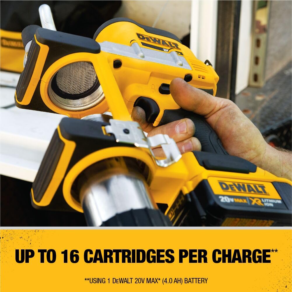 DEWALT 4.0Ah battery powers extended lubrication sessions.