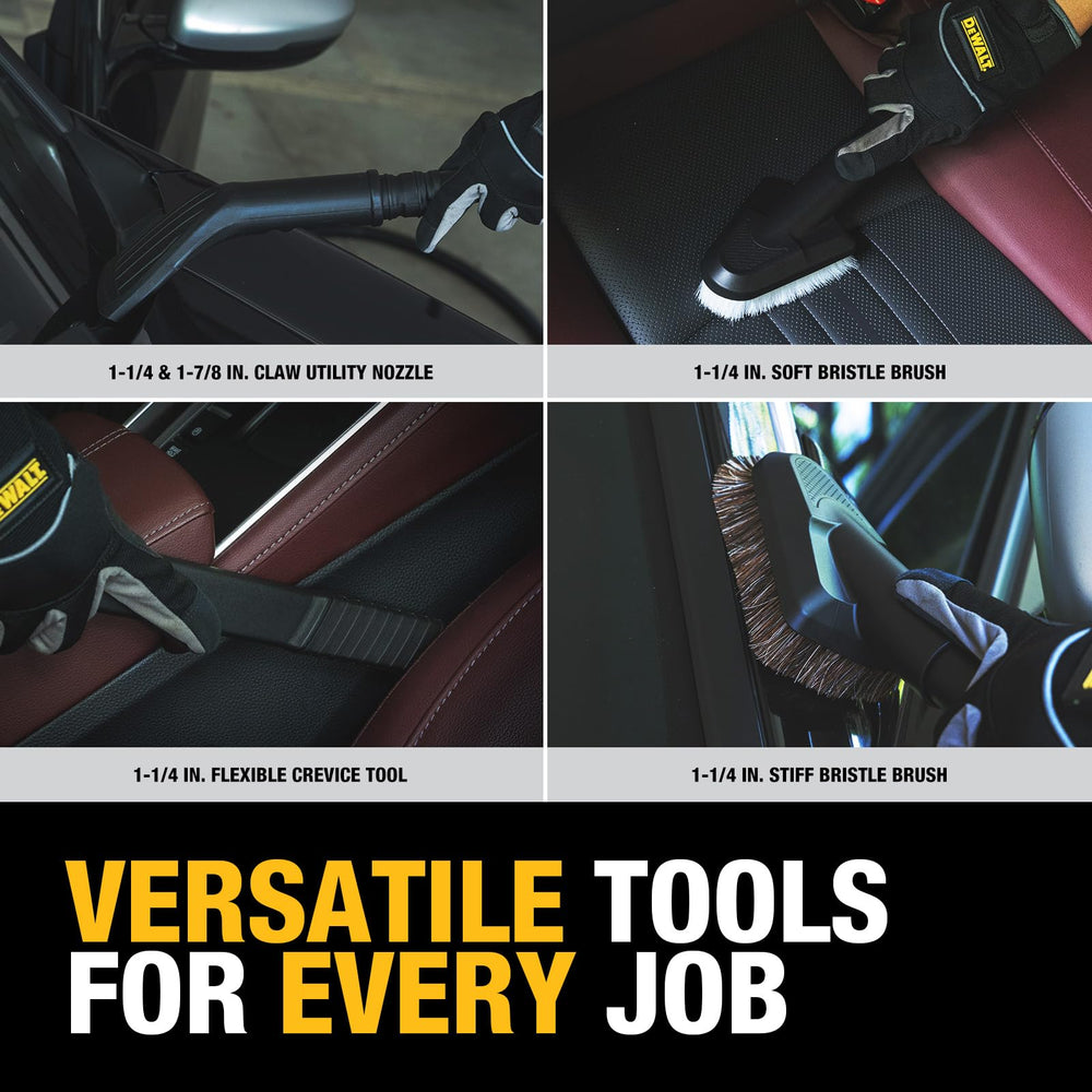 DEWALT all-in-one car detailing attachments kit for efficient cleaning.