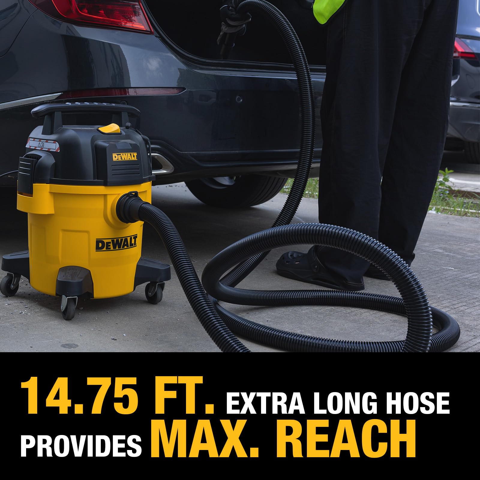 DEWALT stiff and soft brushes for versatile cleaning tasks.
