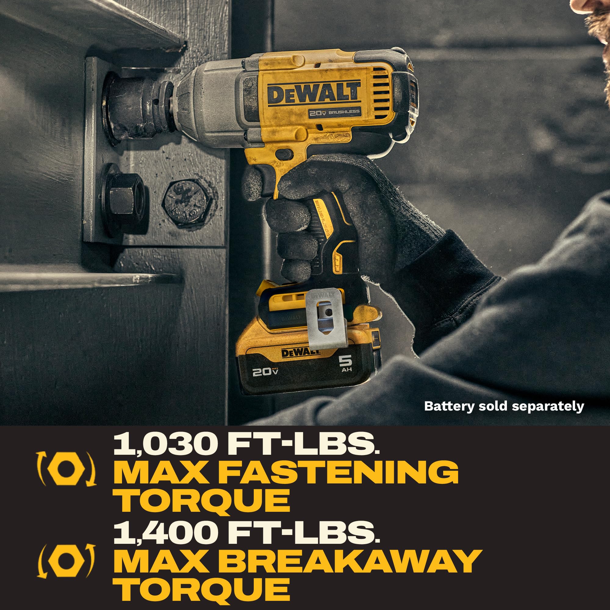DEWALT back handle grip close-up showing textured surface for secure hold