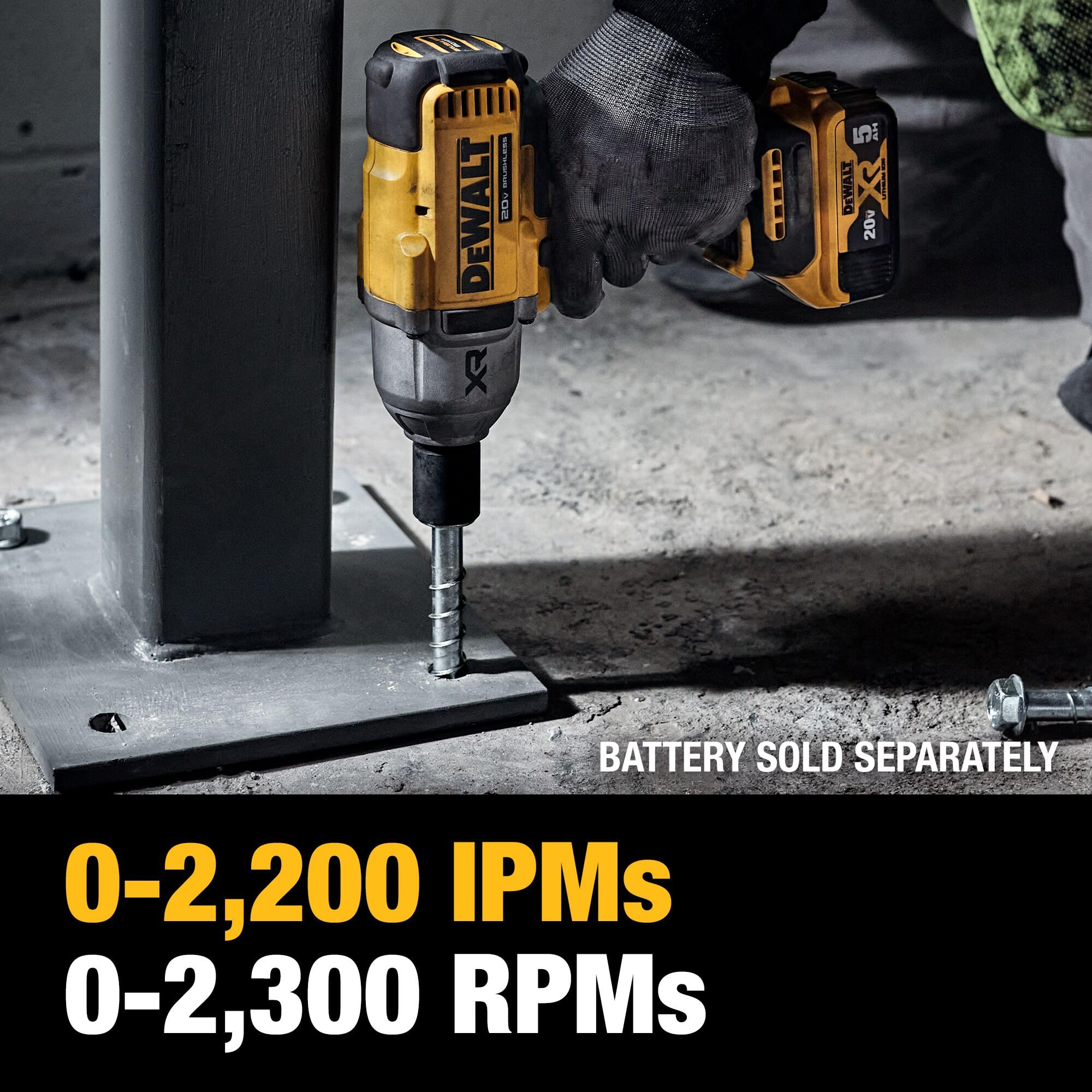 DEWALT brushless motor label emphasizing efficient power and longer life