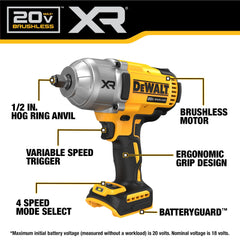 DEWALT side profile of the DCF900B highlighting ergonomic shape for comfort