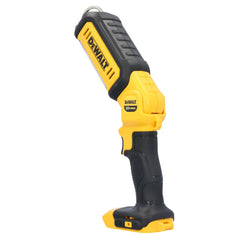 DEWALT DCL050 hung by telescoping hook showing hands-free illumination benefit
