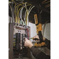 DEWALT DCL050 next to 20V battery showing compatibility and portable power advantage