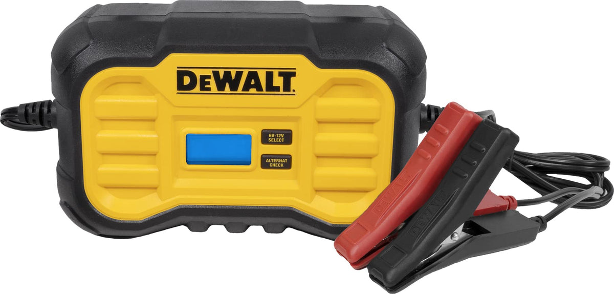 DeWalt DXAEC10 front view, compact and durable for on-site battery care.