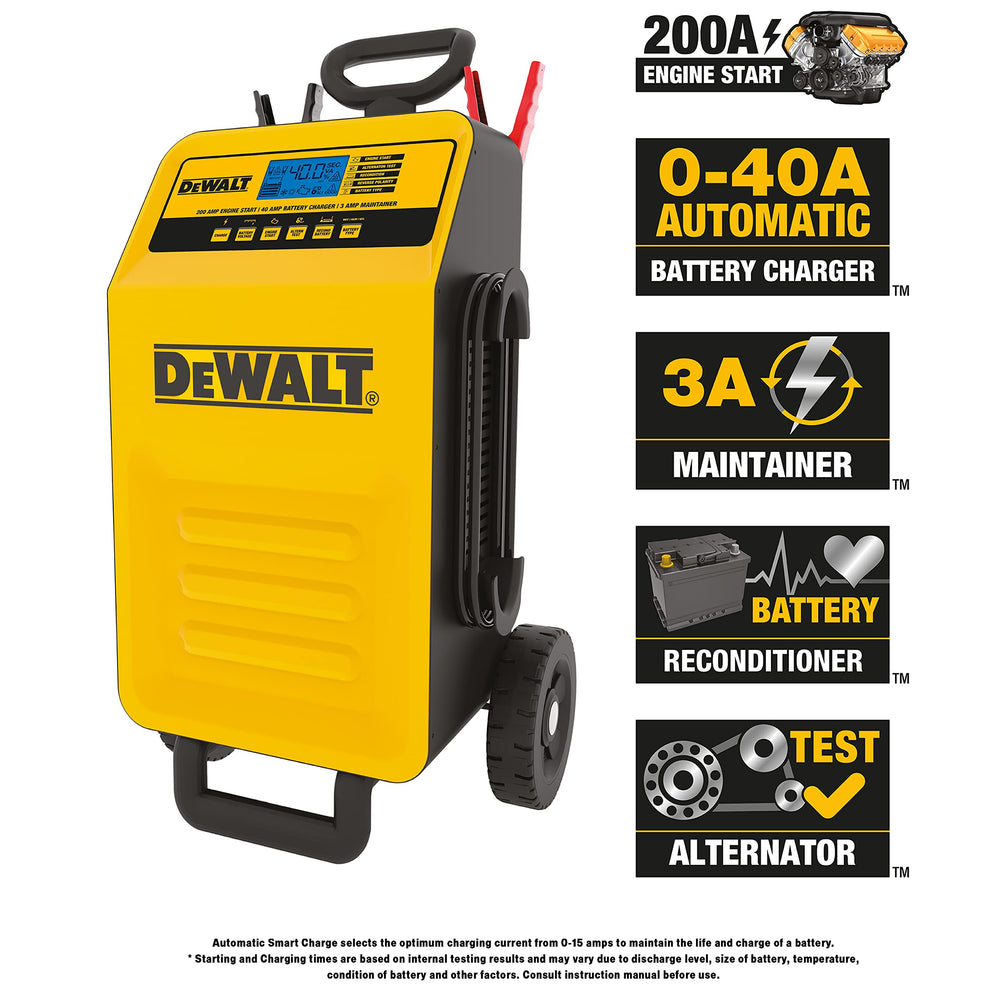 DeWalt DXAEC200 engine start and alternator check aid quick diagnostics.