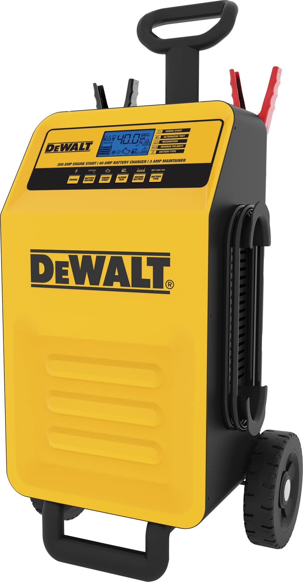 DeWalt DXAEC200 rolling charger for portable on-site vehicle charging.