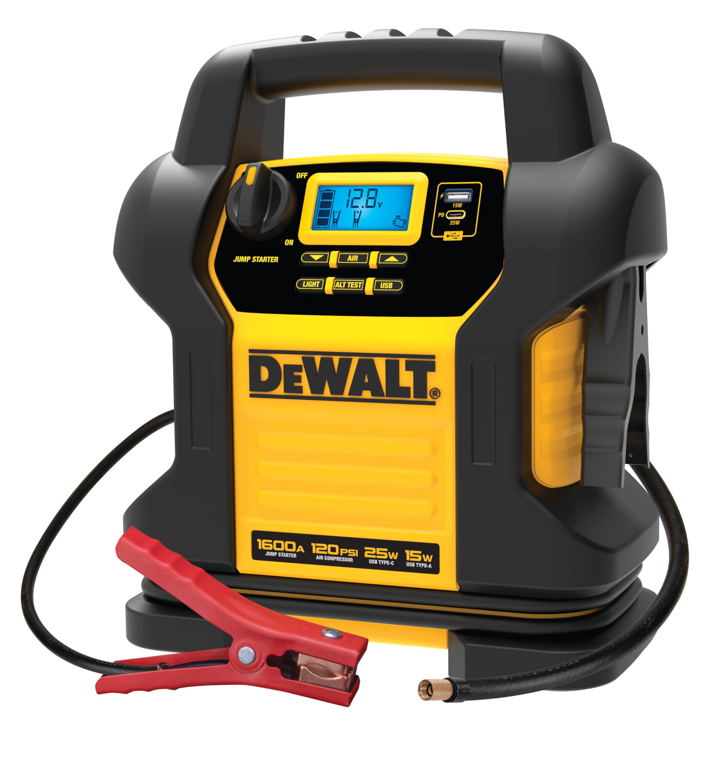 DEWALT DXAEJ14 jump starter with digital readout powers vehicles quickly on demand
