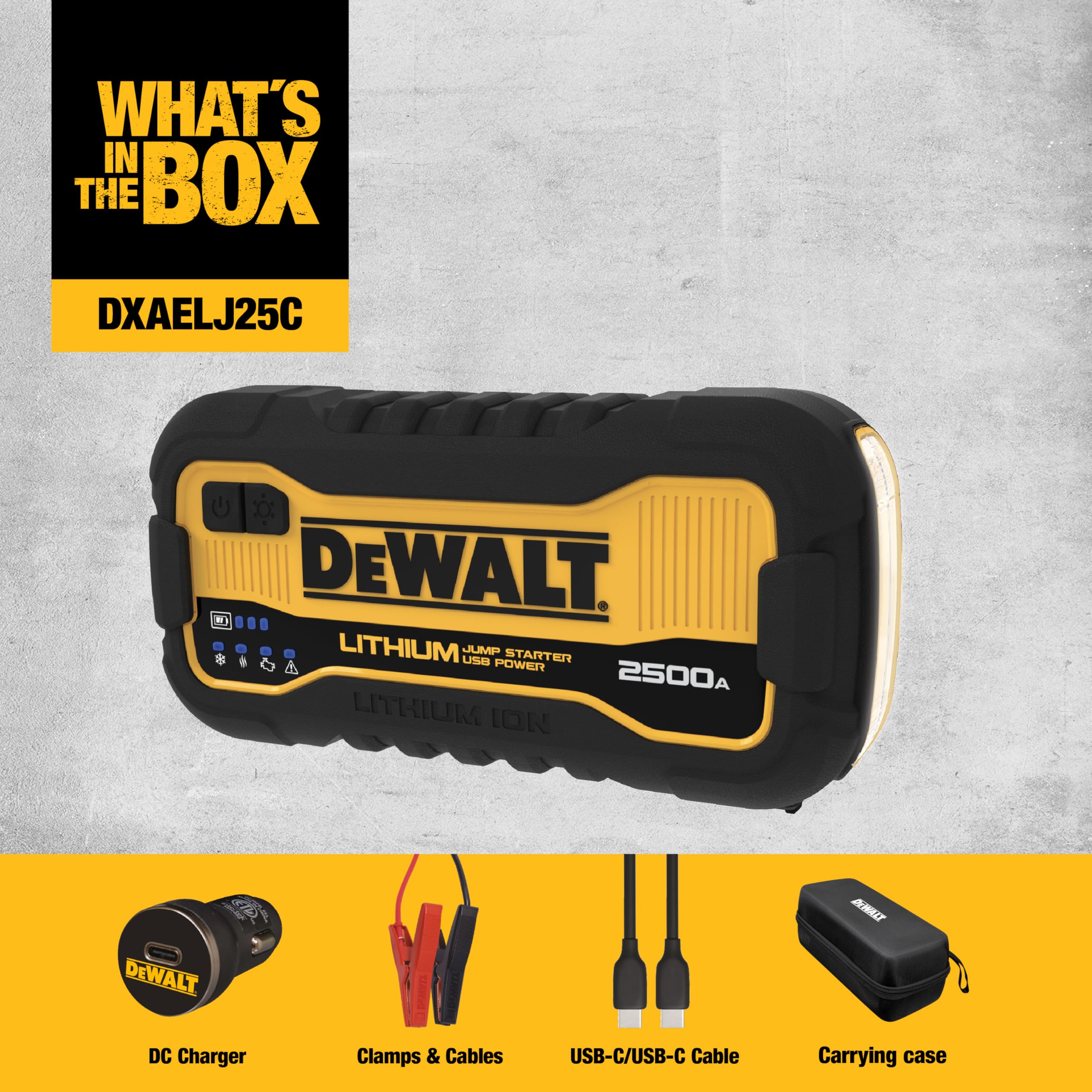 DEWALT DXAELJ25C USB-C PD ports powering devices on the go