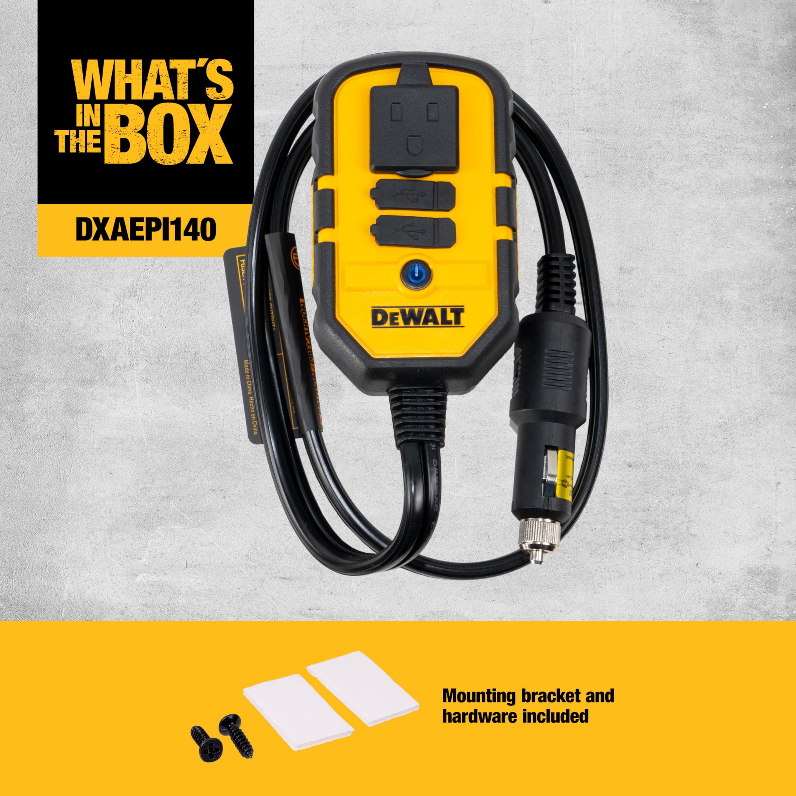 DEWALT DXAEPI140 in-car installation kit for secure vehicle mounting.