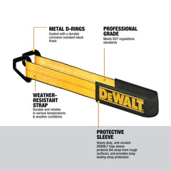 DEWALT DXBC80005 weather-resistant strap remains secure in rugged conditions.