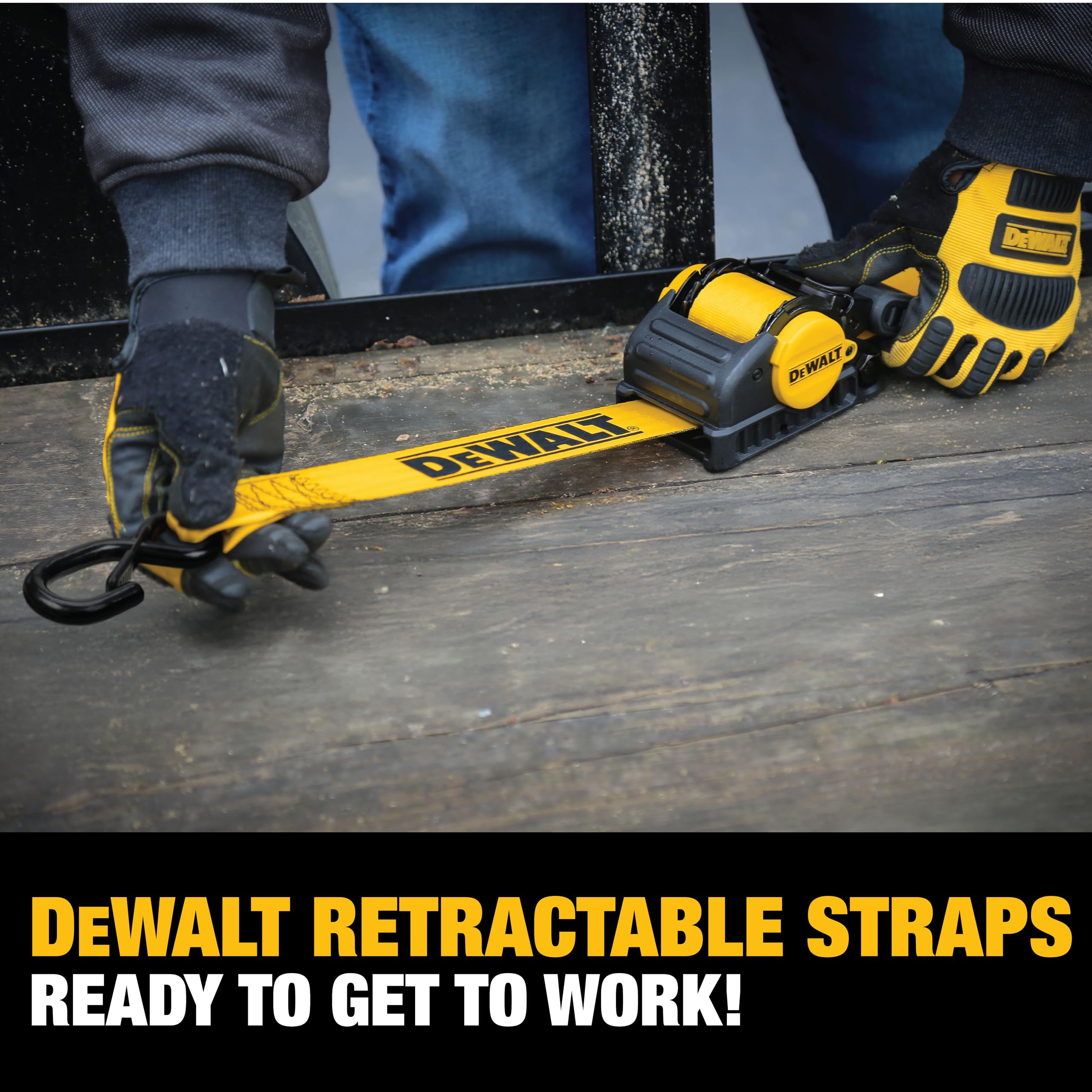 DEWALT DXBC9002 high-visibility yellow and black strap for easy identification.