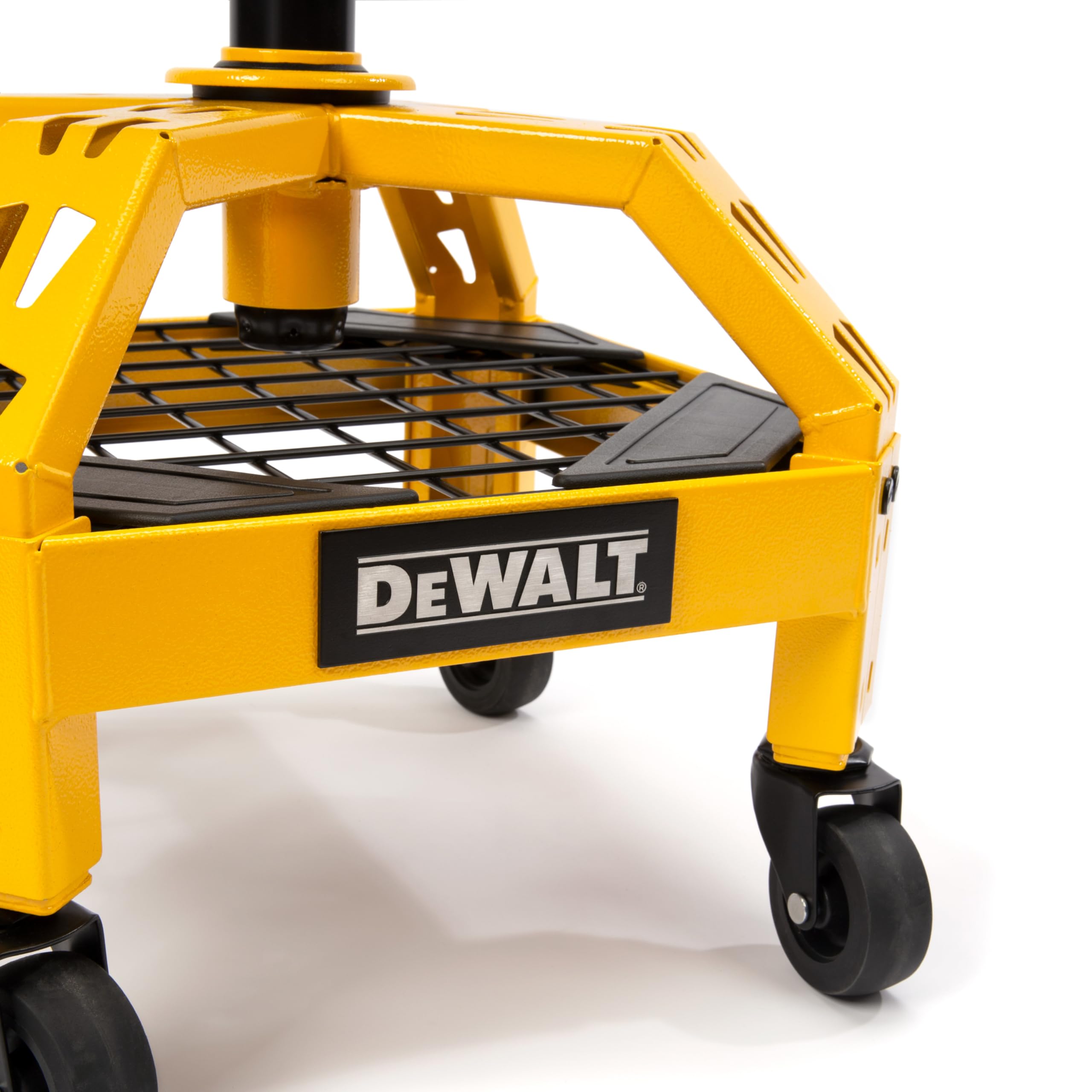 DEWALT lower storage shelf keeps essential tools within reach.