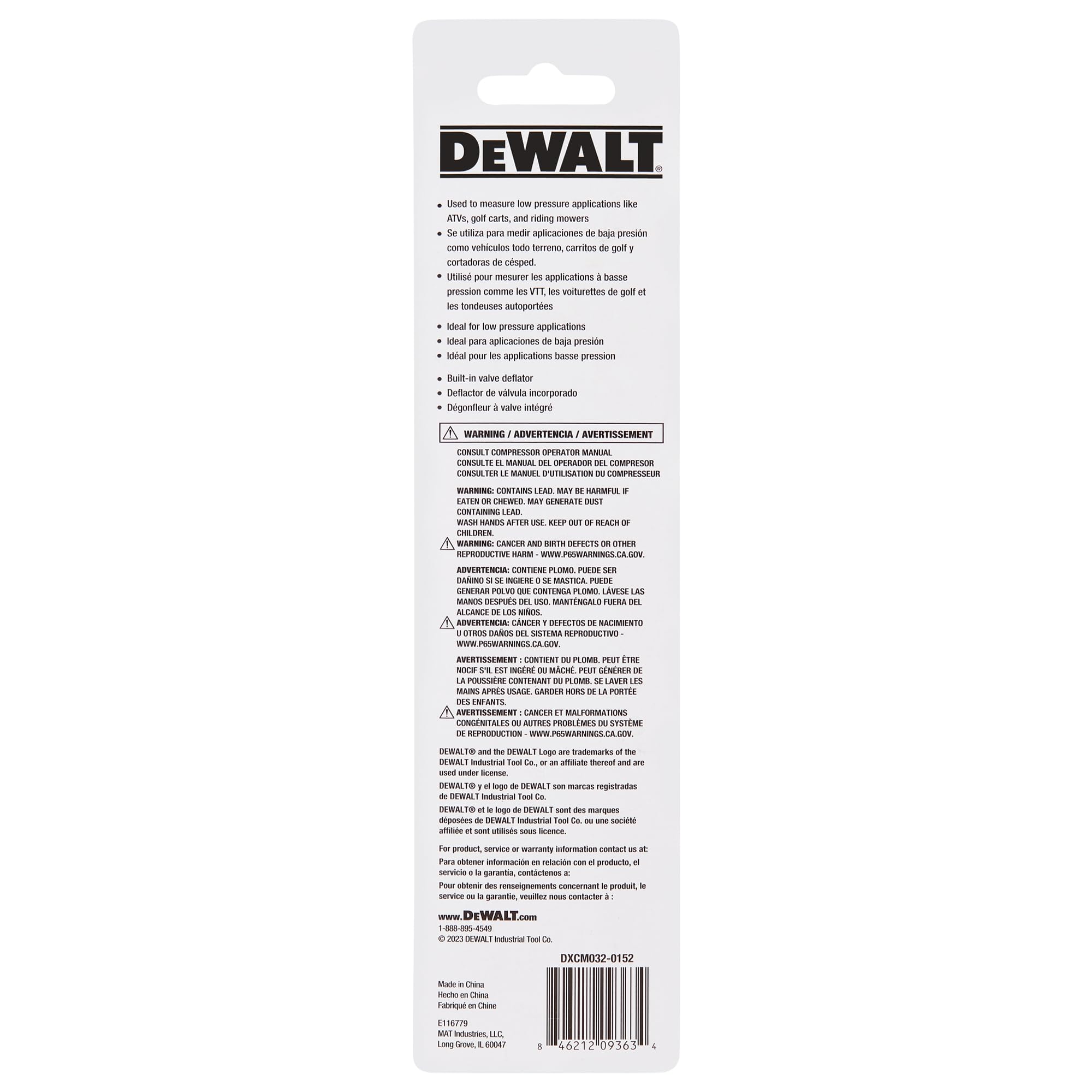 DEWALT gauge used with ATVs and UTVs for on the go maintenance