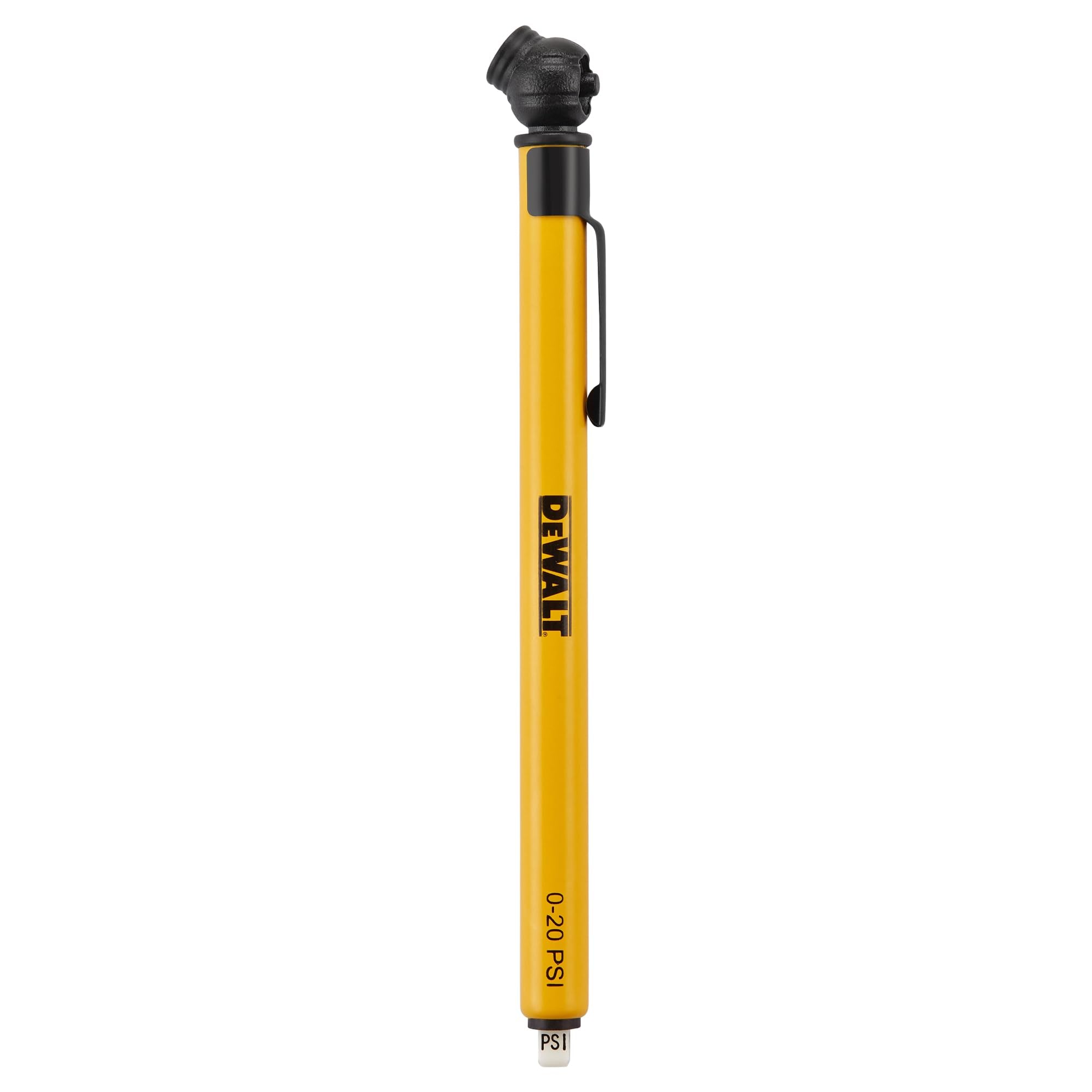 DEWALT Low Pressure Pencil Gauge with pocket clip for easy on the go tire checks