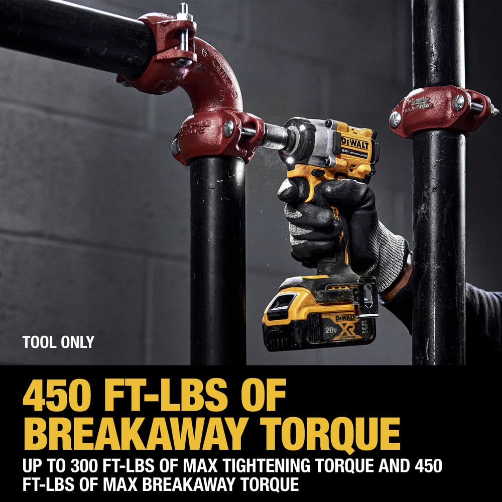 DEWALT scale comparison with hand illustrating compact size and maneuverability