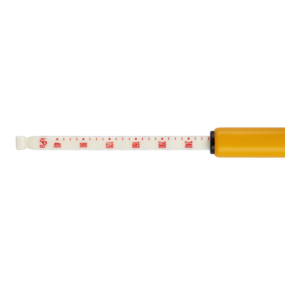 DEWALT tractor tire pressure gauge compact design fits in pocket for field use.