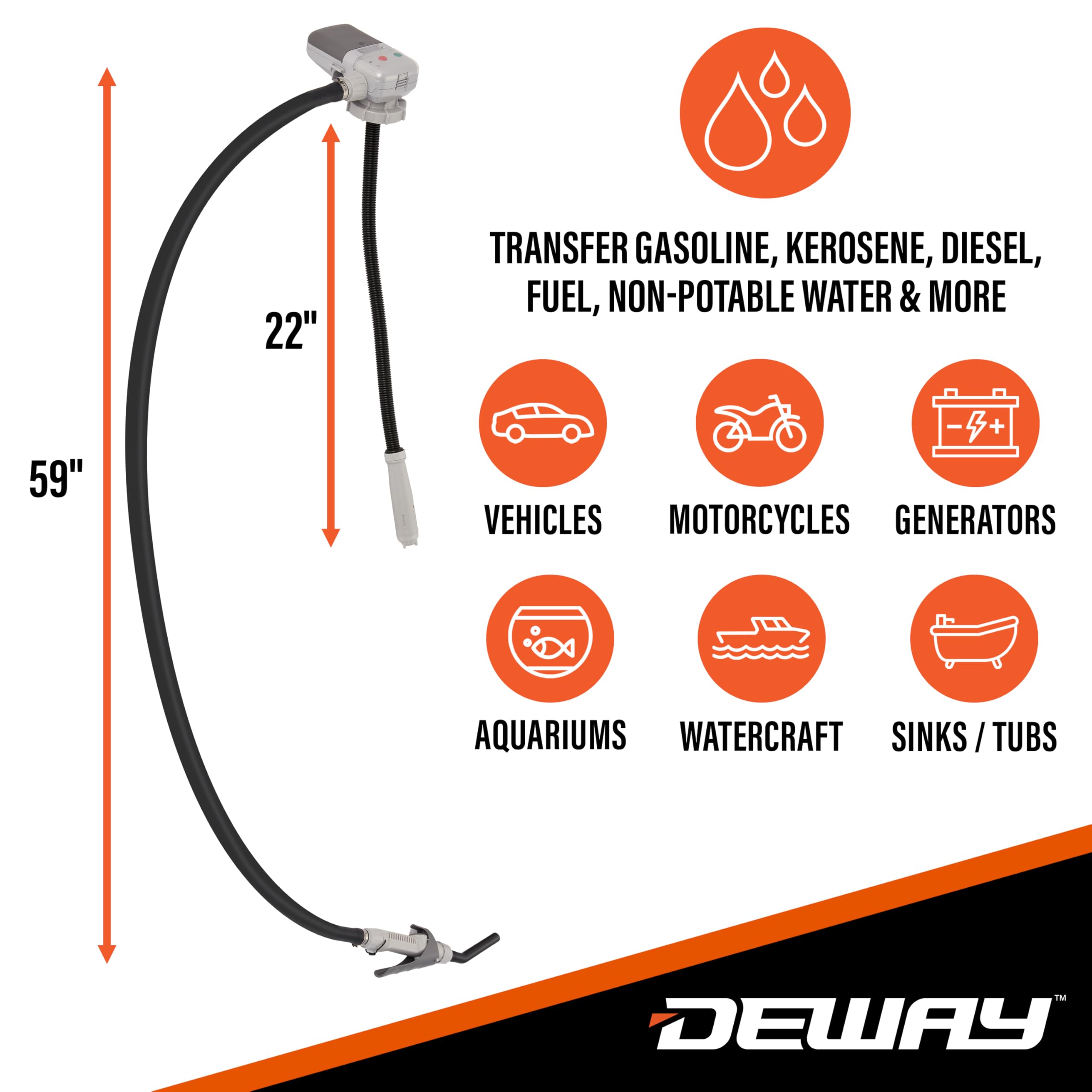 Deway AA battery powered pump for portable, cordless transfers