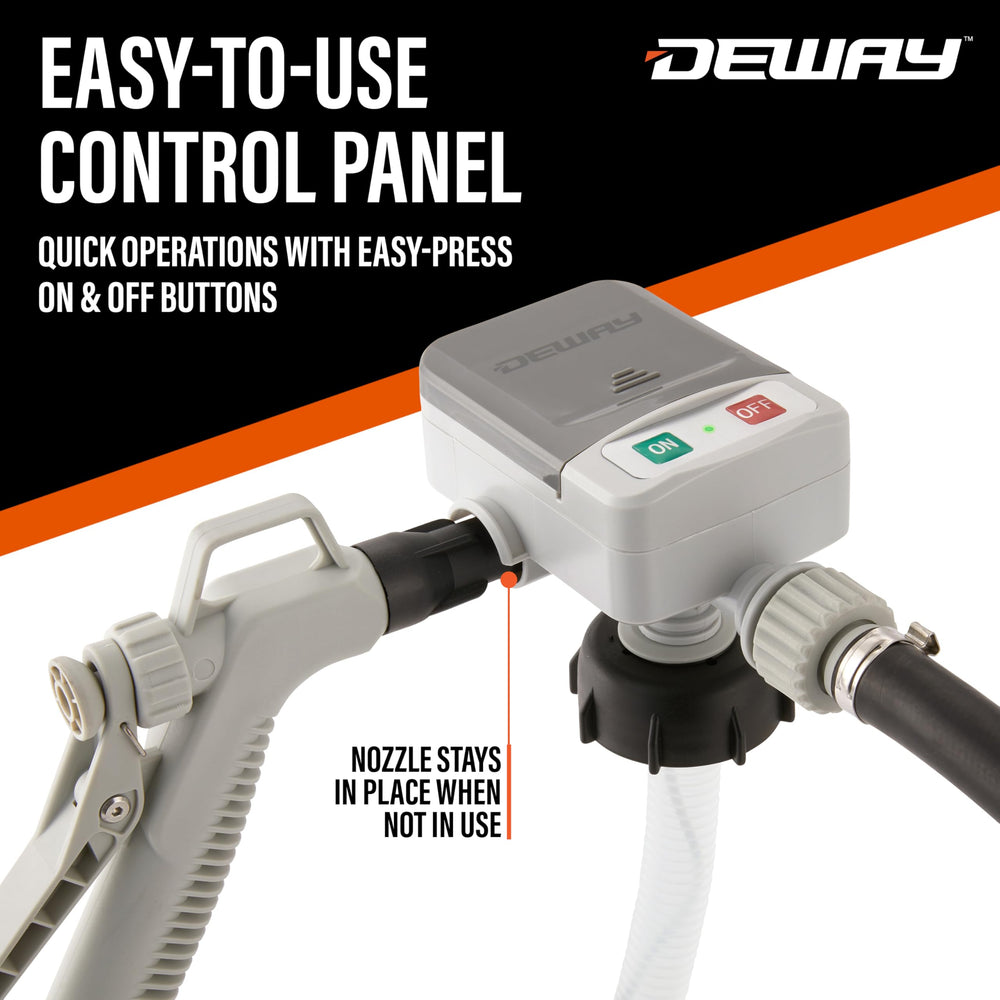 Deway fuel transfer pump durable rubber hose resists cracking during work
