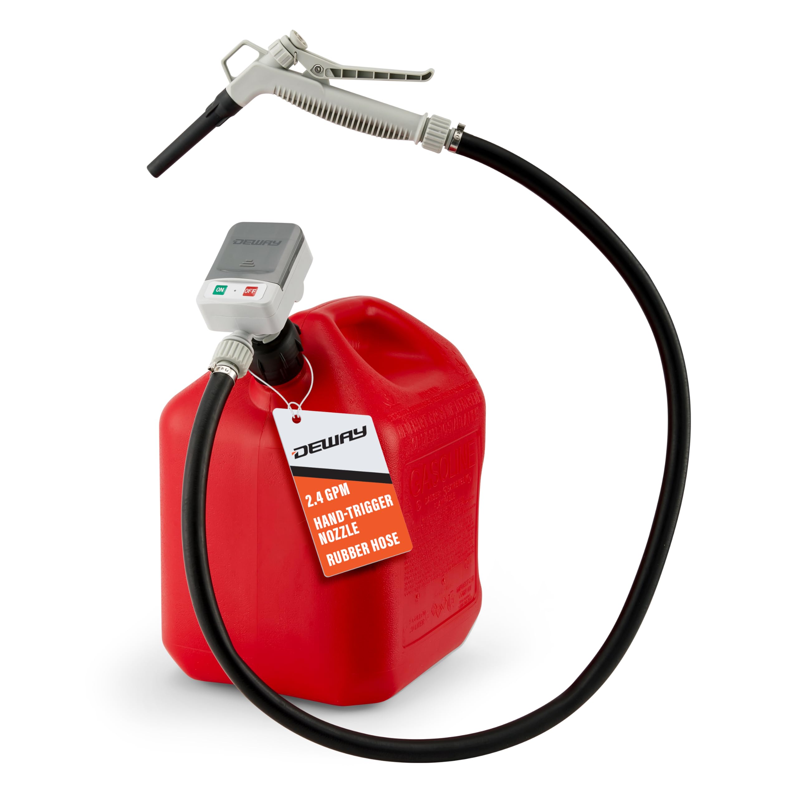 Deway fuel transfer pump with hand-trigger nozzle for precise fueling control