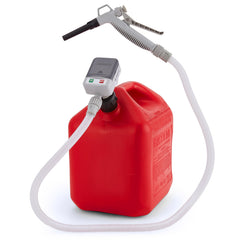 Deway fuel transfer pump nozzle in action for quick, spill-free fueling