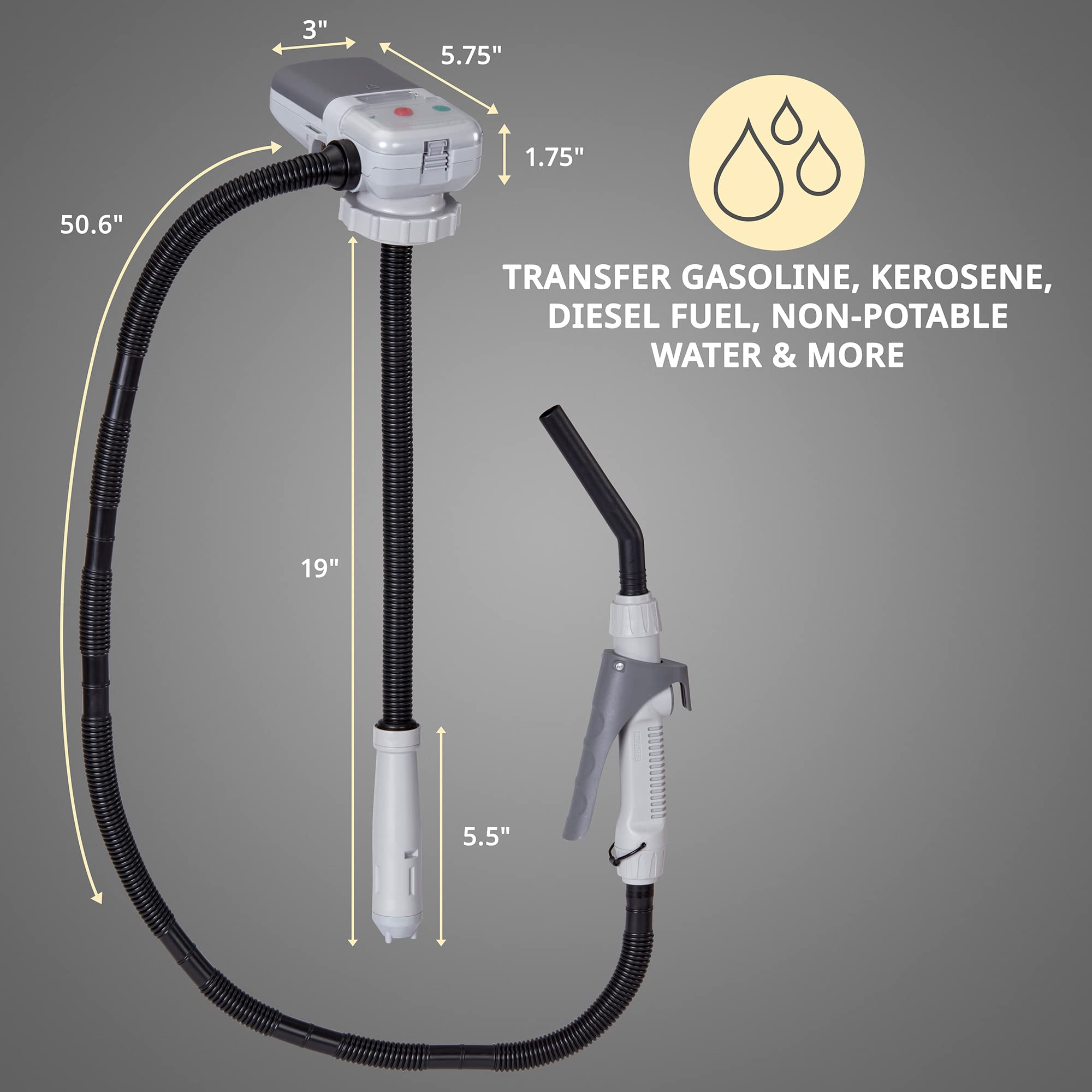 DEWAY compact portable transfer device for ready siphoning action