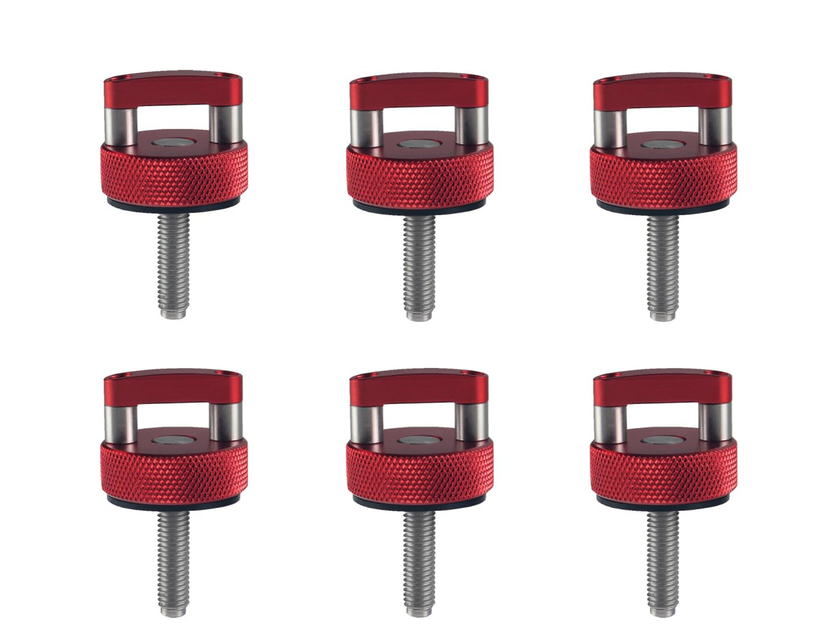 DEWHEL aluminum red hard-top thumb screws with D-ring for quick removal.
