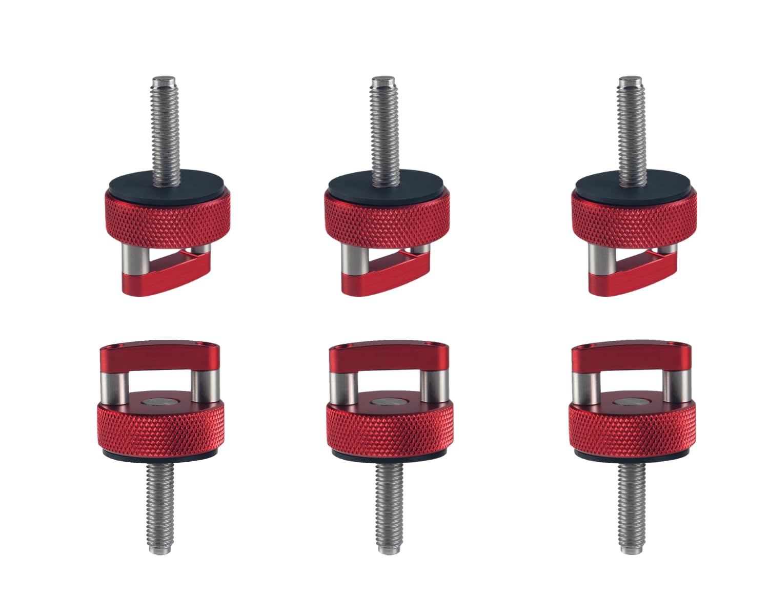 DEWHEL aluminum red thumb screws on Jeep Wrangler JK/JL for fast top removal.