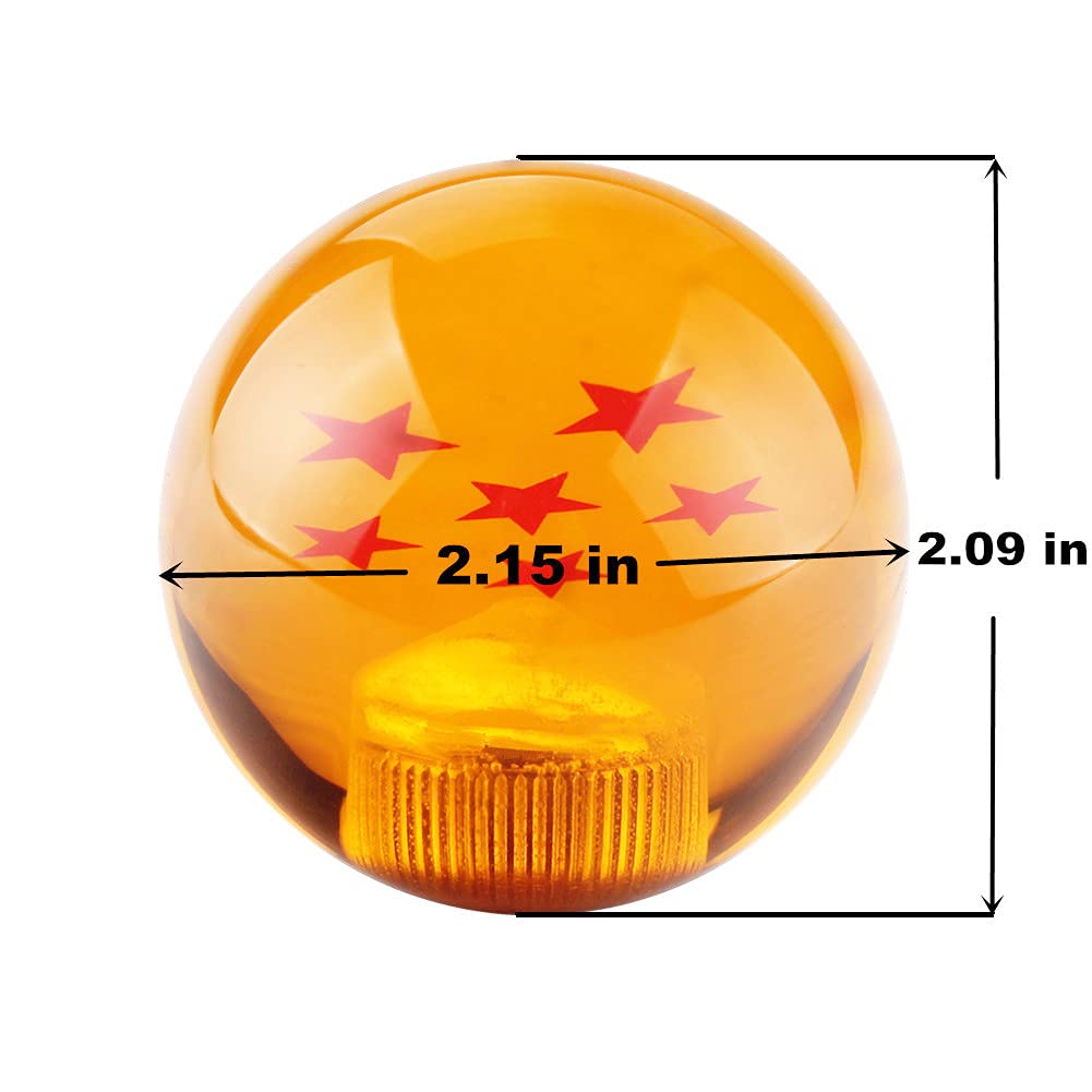 Amber acrylic shift knob with red stars detail for style