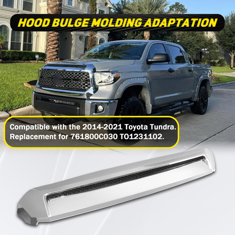 DEWHONETE hood bulge molding silver chrome finish adds exterior flair