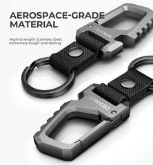 Dexnor carabiner clip on belt loop or backpack for secure, quick-access key organization.
