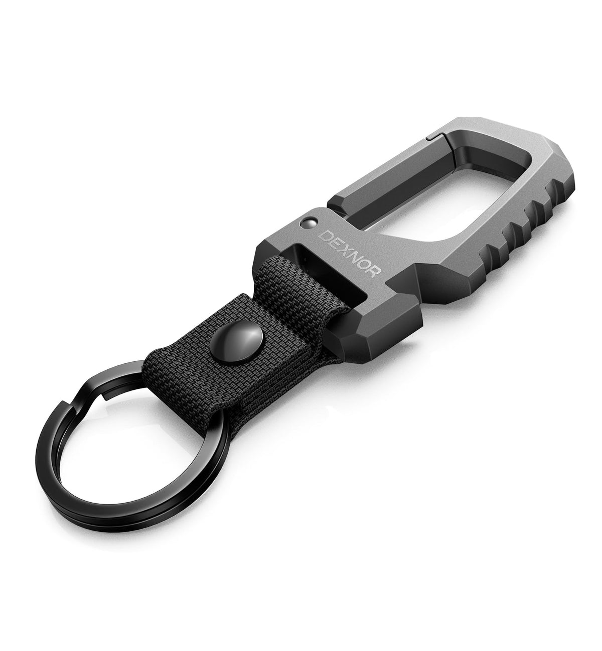 Dexnor heavy-duty key chain bottle opener front view showing rugged durability for daily carry.
