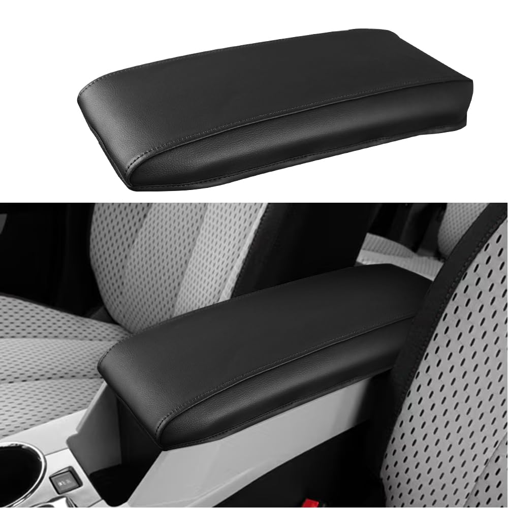 DEYTOP center console armrest cover in anti-scratch PU leather protects the surface.
