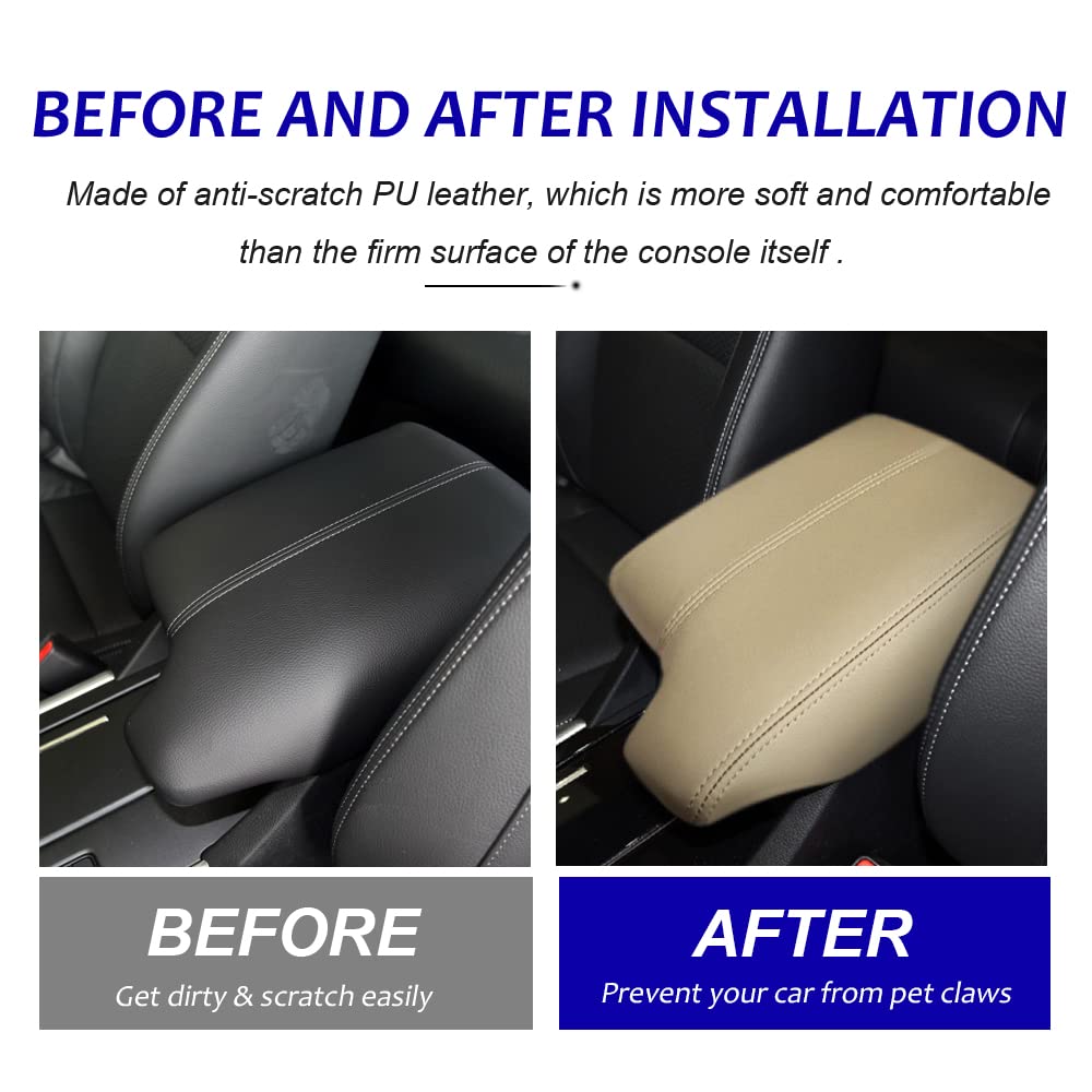 DEYTOP beige armrest protector adds soft cushioning for comfortable drives.