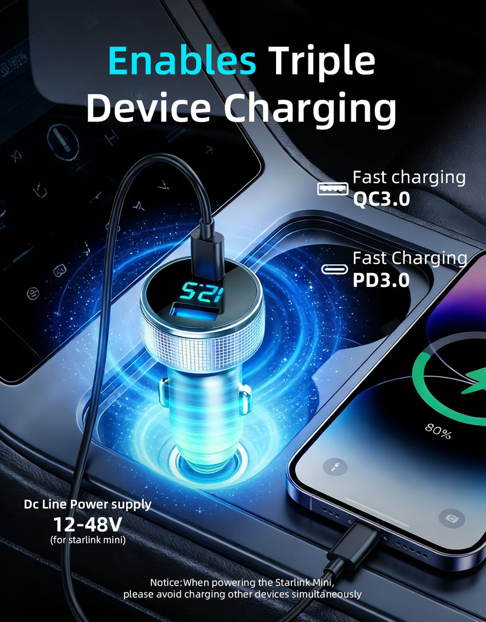 DFPEB Starlink Mini cigarette lighter socket compatibility for vehicle power