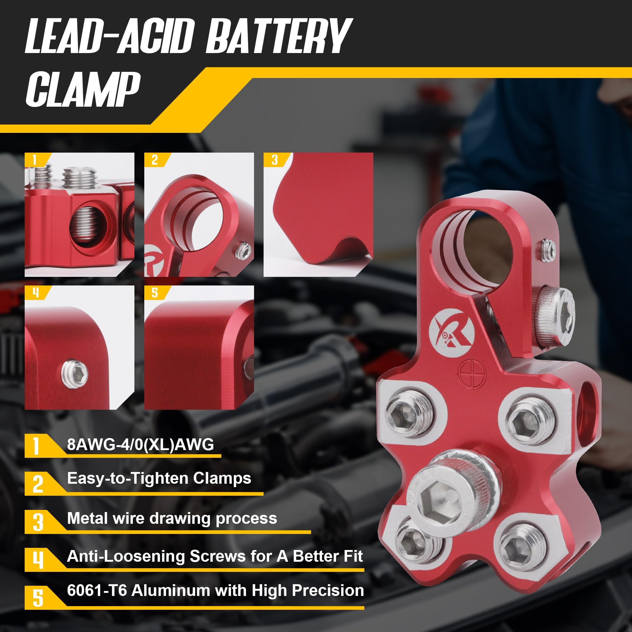 DGBEN easy-tighten head design ensures secure battery connections