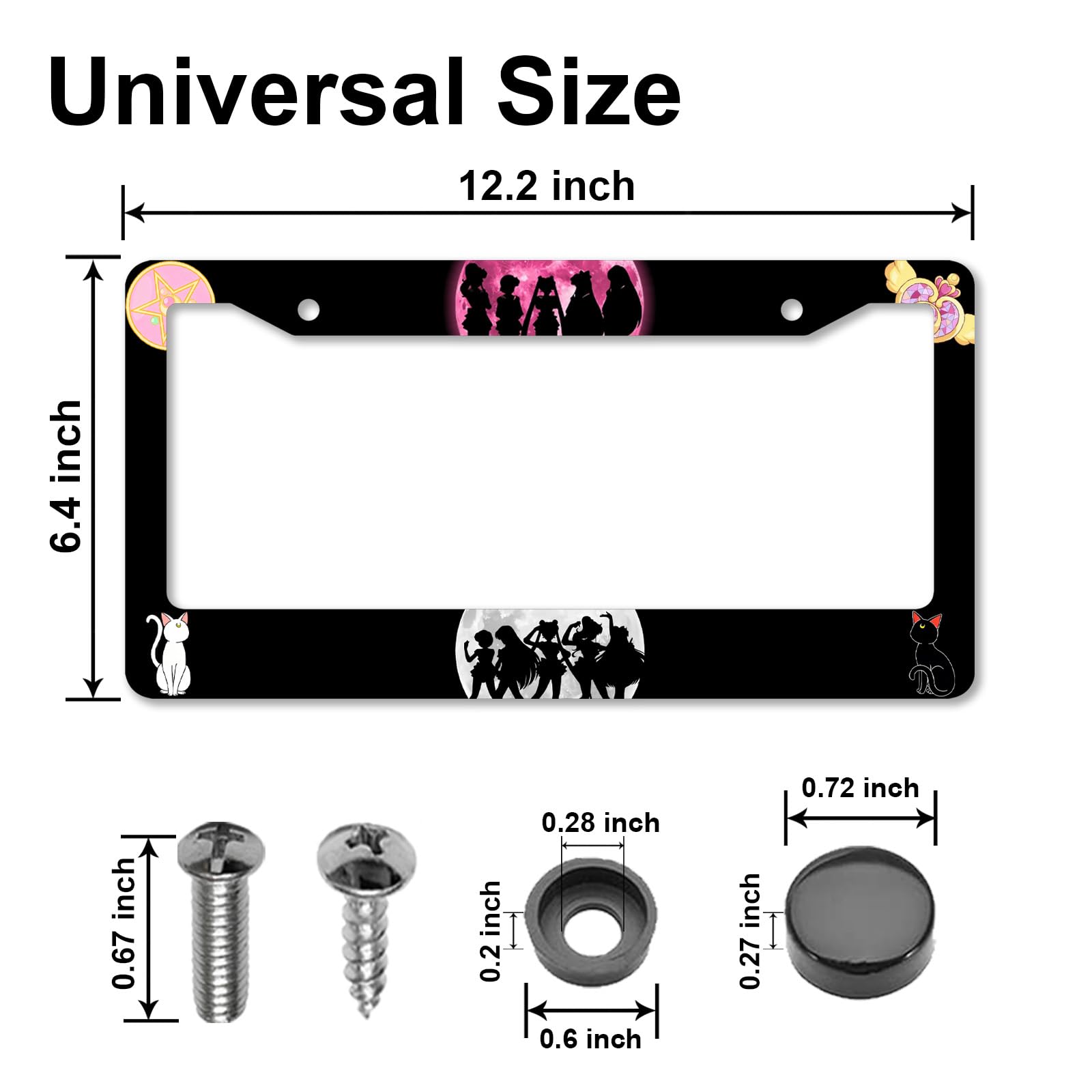 DGDRHZ Anime Moon Cat license frame, back view shows clean finish and sturdy construction