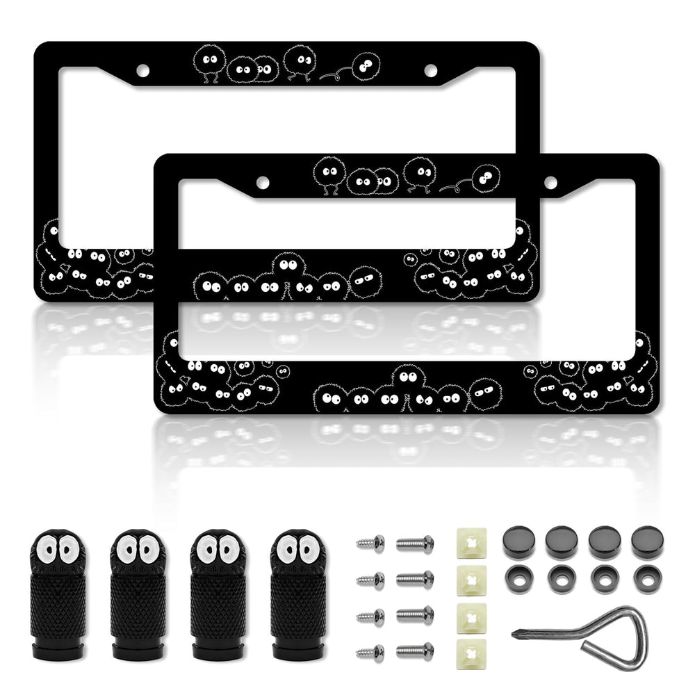 DGDRHZ anime soot sprites license plate frame front view, durable aluminum construction