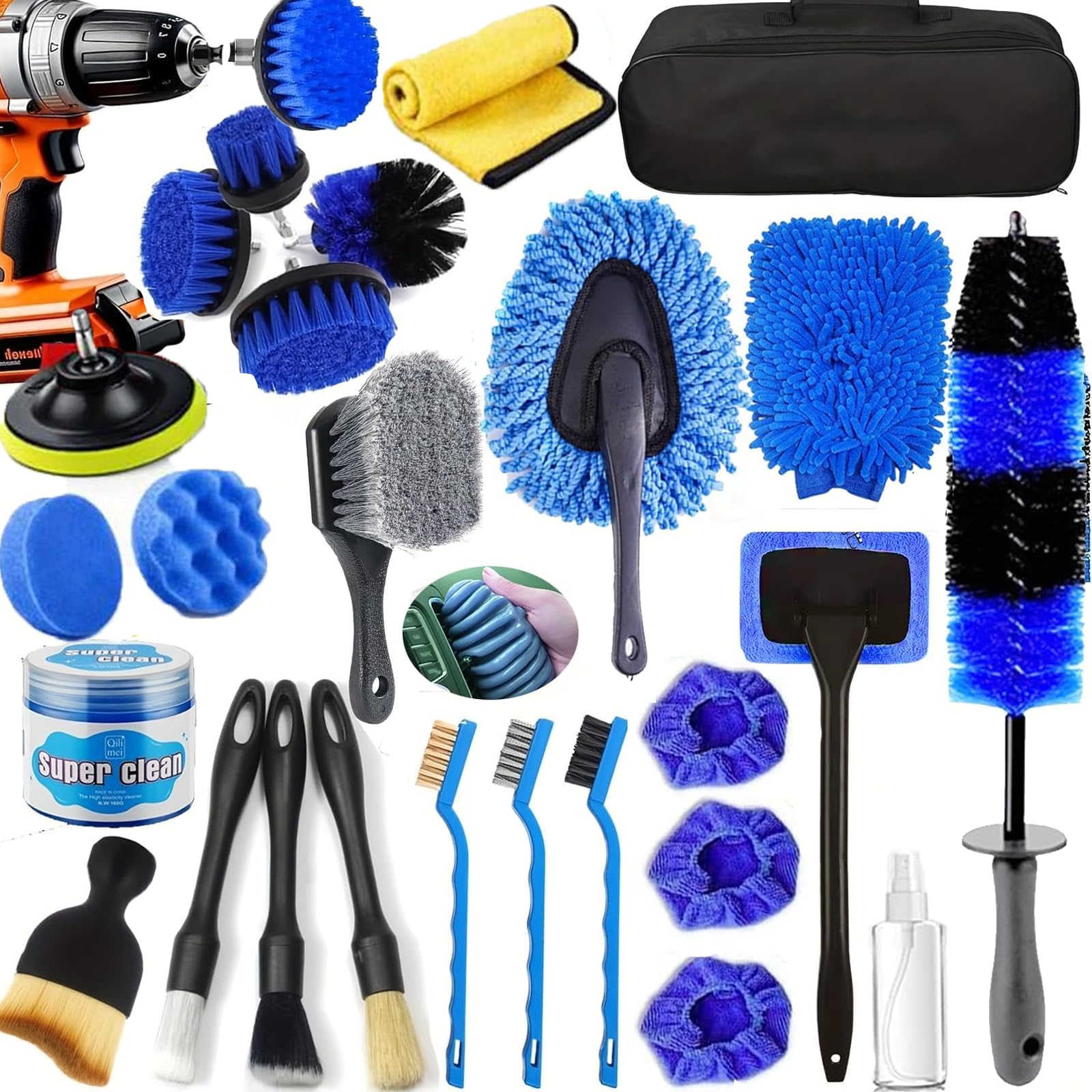 DGHEYQT 26Pcs detailing kit brushes for comprehensive exterior and interior cleaning.