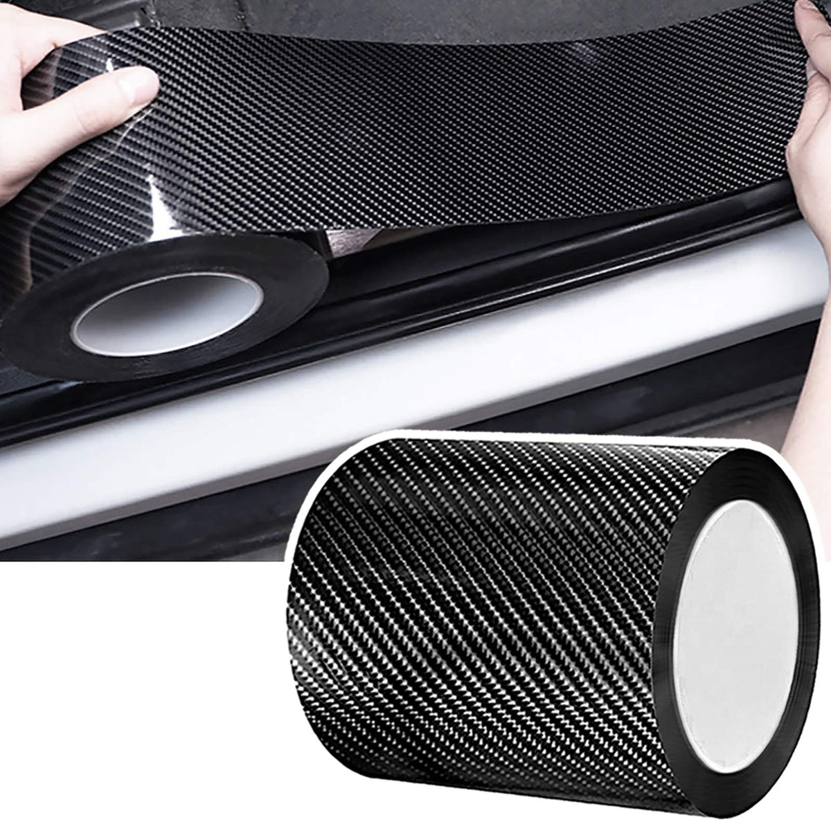 DGSL car door edge guards with carbon fiber wrap provide durable door sill protection.