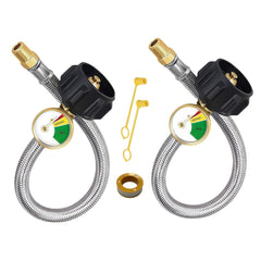 DGZMJJ 18-inch RV propane hose with gauge for quick level checks on the go.