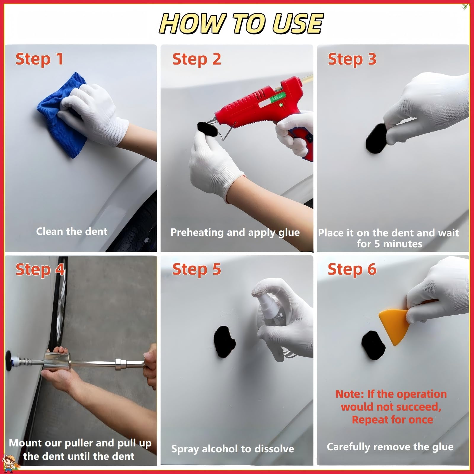 DGZMJJ dual-system glue tabs and suction cups offer flexible repair options