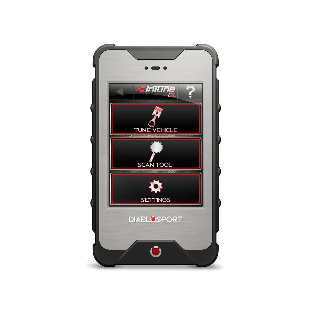DiabloSport 8200 Intune i3 back view reveals OBD-II interface for quick plug-in