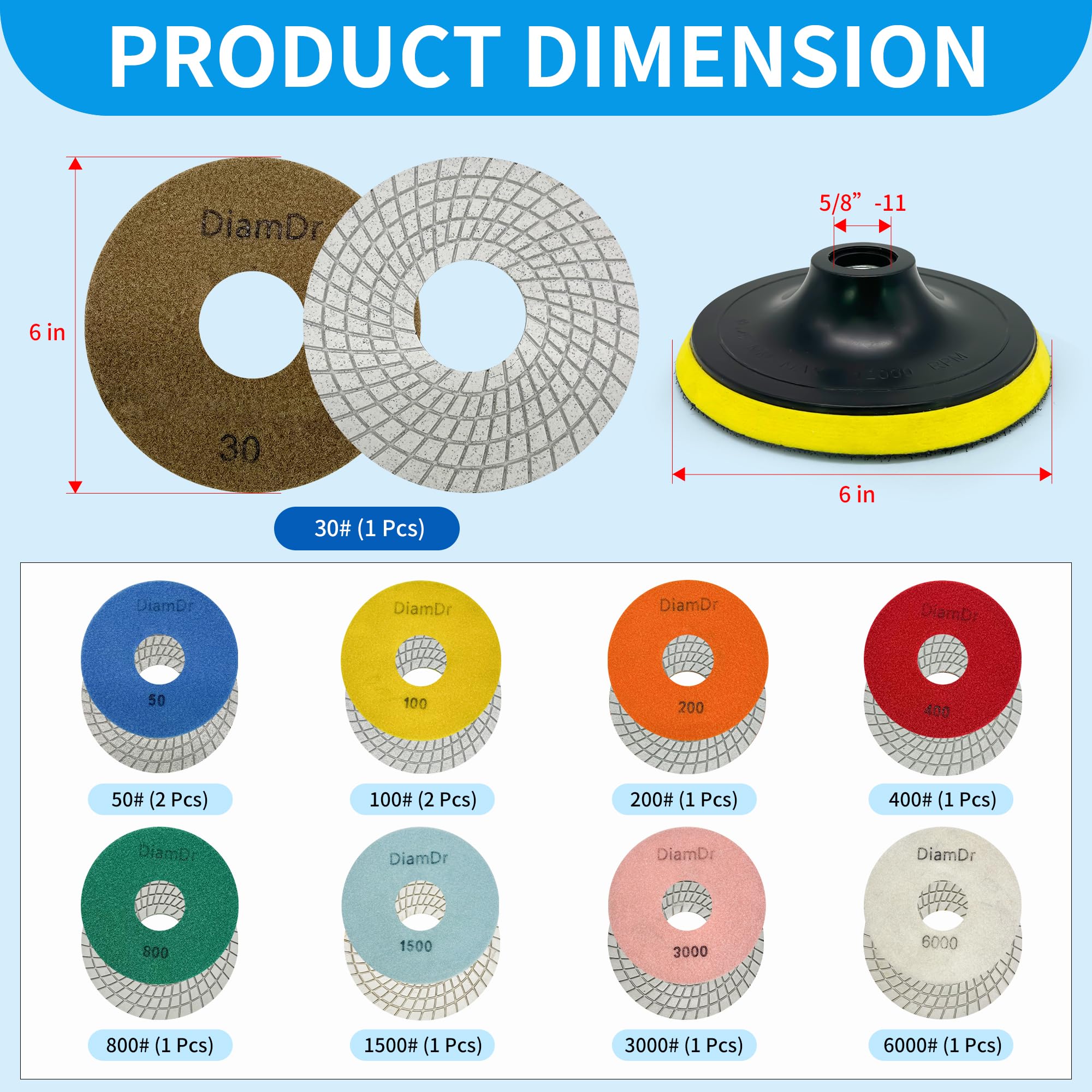 DiamDr 58-11 backer pad attachment secures drill or grinder for efficient work.